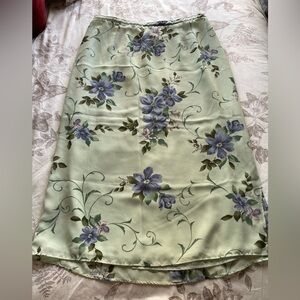 Vintage Sea Foam Green Floral Pull On Slip Skirt XL Fairycore Angelcore Dainty